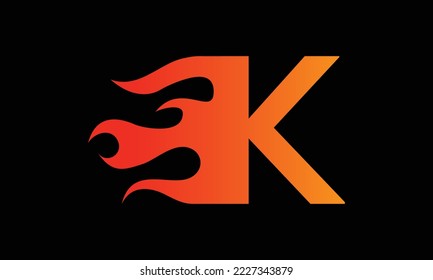 k letter fire logo design in a vibrant color gradient isolated on . alphabet identity graphic
 vector illustrator monogram sign symbols abstract