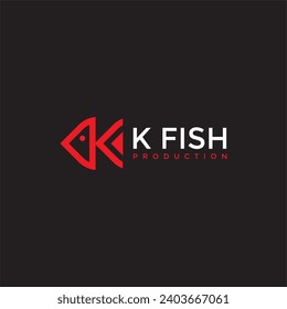 K Letra imagen vectorial del logotipo de producción de películas de peces