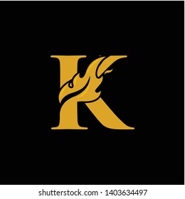 K Letter with Flame Fire logo vector