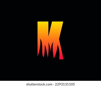 K letter flame logo design fire logo