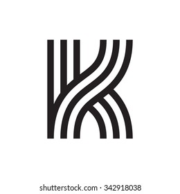 K letter formed by parallel lines. Vector design template elements for your application or corporate identity.