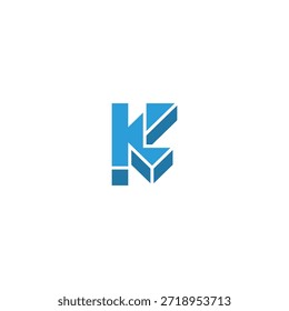 K Buchstabe in geometrischer Form abstraktes Logo.