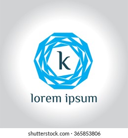 k letter geometric vector logo template (sign, symbol, emblem, ornament)