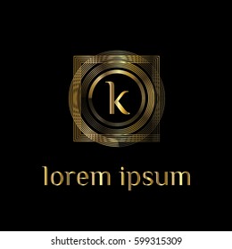k letter golden vector logo design template