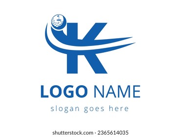 K Letter with Golf Sports Logo Template Design. Hockey Sport Academy Sign, Club Symbol. business, and company identity