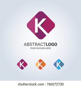 K Letter in Harmony Color Round Corner Rectangle Logo