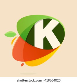 K letter with healthy food shapes. Vector design template elements for your eco application or corporate identity.