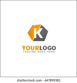 K letter hexagonal geometric logo concept