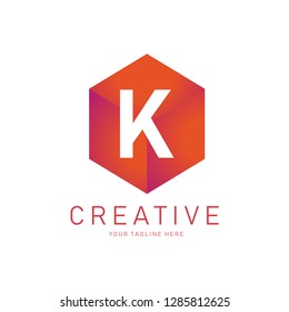 K letter hexagonal pixel logo. Hexagon Logo concept. Creative Minimal design template. Symbol for Corporate Business Identity. Creative Vector element