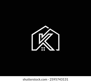 K letter Home minimal clean logo design