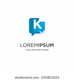 K letter icon Chat talk combination Editable stroke logo. Perfect for logos, technology and infographics.