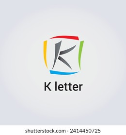 K Letra Icon Design Un único logotipo aislado Diseño Marca de identidad corporativa Diversos colores Editable Plantilla Vector Monograma Emblema Ilustración Marcado en fondo de gradiente ligero
