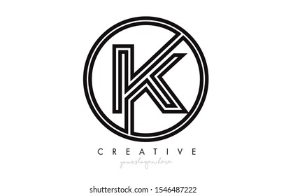K Letter Icon Logo Design With Monogram Creative Look. Letter Circle Line Design Vector Illustration.