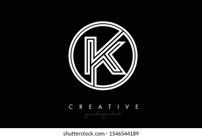 K Letter Icon Logo Design With Monogram Creative Look. Letter Circle Line Design Vector Illustration.