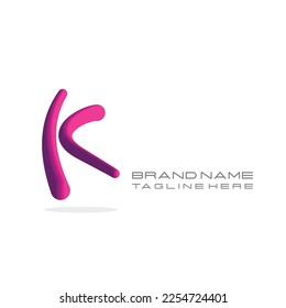 K letter initial brand business colorful emboss 3d beautiful dynamic artistic simple clean sporty logo 