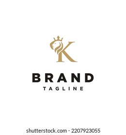 K Letter initial Lion King Elegant logo icon vector Template
