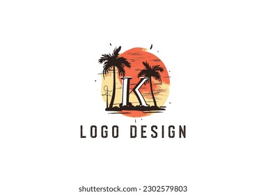 K Letter, Island Logo Design Teamplte