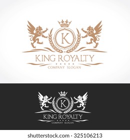 K letter King Royalty Luxury Crest Logo Template