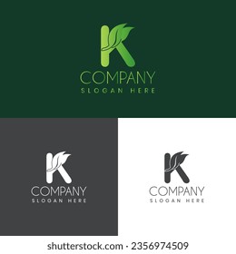 Letra K con diseño de logotipo creativo de hoja ilustración vectorial ilustración de stock