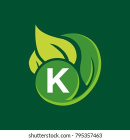 K letter leaf logo design