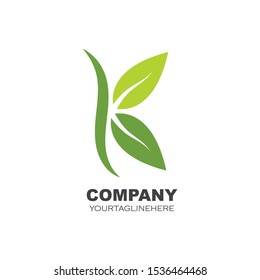 k letter leaves  logo icon illustration vector design