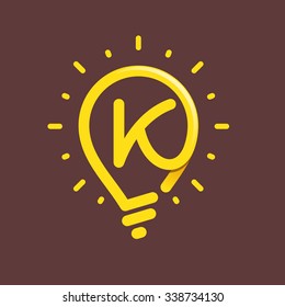 K letter with light bulb or idea icon. Vector design template elements for your application or corporate identity.