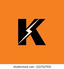 K letter with lightning bolt logo design