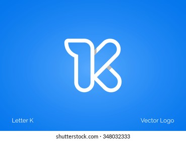 K Letter Linear Flat Minimal Alphabet typo logo icon