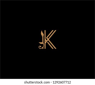 K letter linear shape luxury flourishes ornament logotype