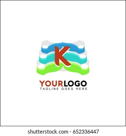 K letter lines aspire up. Construction logo template. Vector illustration.