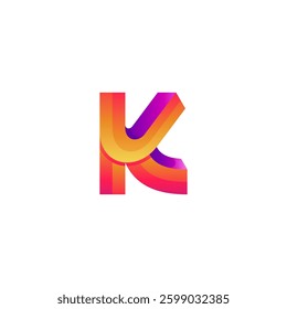 K letter logo with 3d gradient color design style