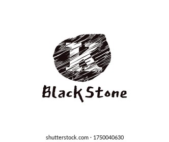 K Letter Logo. Abstract Black Stone K letter design created with minimalist retro grunge style concept
