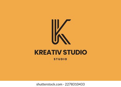 K letter logo, abstract design element, business brand
