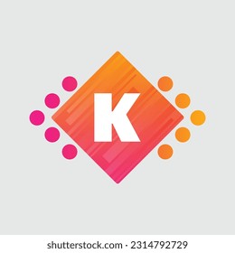 K Letter Logo abstract geometric design vector template Logotype icon Digital Technology style.