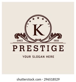K Letter logo, Beautiful Prestige Logo Designs, Business sign, Restaurant, Royalty, Cafe, Hotel, Heraldic, Jewelry, Fashion, Wine. Monogram design elements, Vector illustration