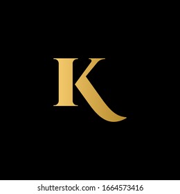 K letter logo with black background.The gold letter icon.Gold letter icon design.