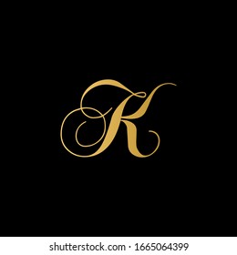 K letter logo with black background.The gold letter icon.Gold letter icon design.