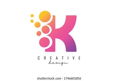 K Letra Logo con diseño de puntos azules. Letra K logotipo con grupo de burbujas. Ilustración vectorial de identidad de marca corporativa con letra J. 