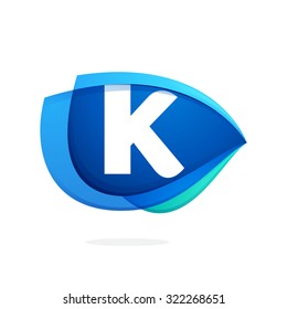 K letter logo with blue wing or eye. Abstract trendy letter multicolored vector design template elements for your application or corporate identity.