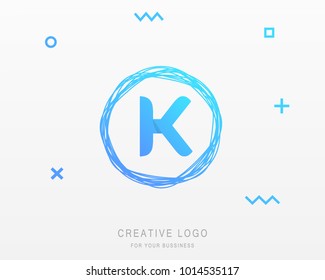 K letter Logo With Brush Line Design. Vector Illustration
