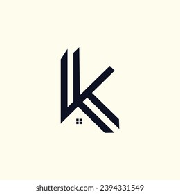 Icono vectorial de la plantilla de negocio del logotipo de la letra K, con concepto de mejora del hogar