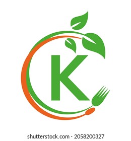 K Letter Logo circle, Vector, restaurant, Template, Icon