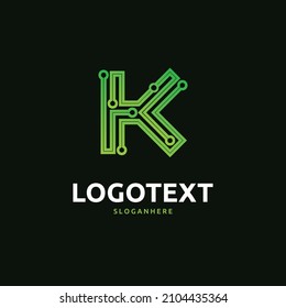 K letter logo, K circuit logo, tech logo design