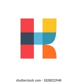 K letter logo colored brightly and vividly with colors overlay. You can use it in your corporate identity, children magazines, birthday posters, clothes design, and others. 