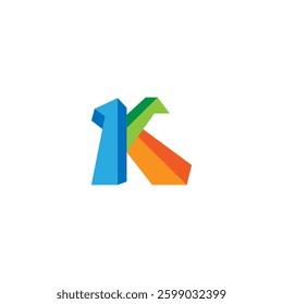 K letter logo with colorful flat vector design style