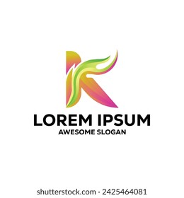 k letter logo colorful  gradient abstract vector illustration