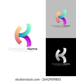 K letter logo with a colorful theme and often used as a company logo