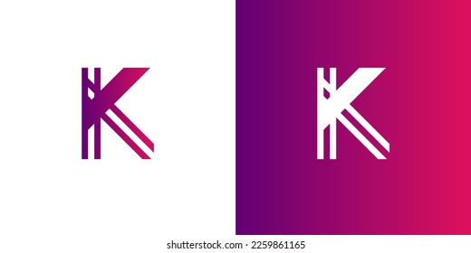 Concepto de logotipo de letra K. Plantilla de diseño de emblema mínimo creativo. Icono universal elegante. Logotipo de financiación de empresas premium. Símbolo gráfico de alfabeto para identidad empresarial. Elemento vector..