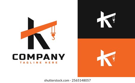 K Letter Logo With Crane