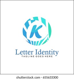 K Letter logo. Creative Blue Line Circle Logo.